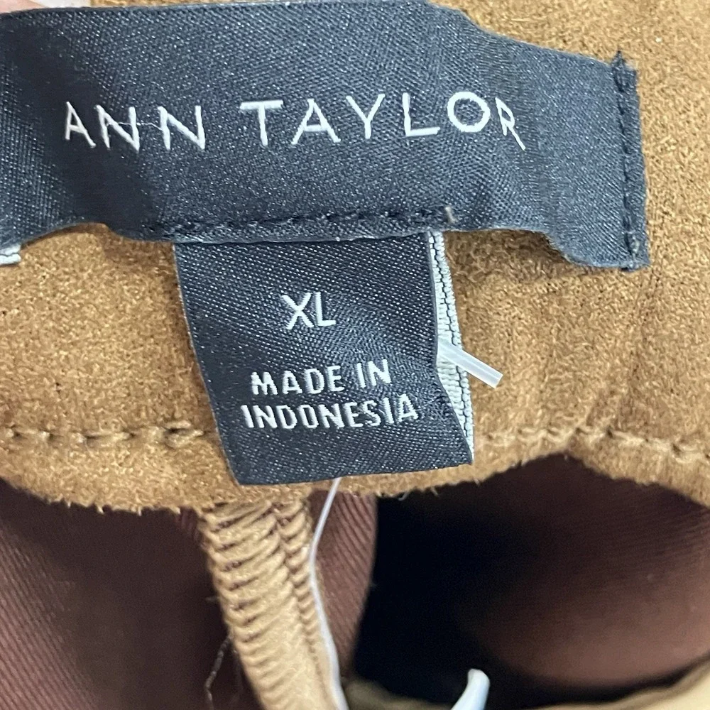 Ann Taylor The Easy Ankle Pants Womens Size XL Brown‎ Faux Suede High Rise NWT